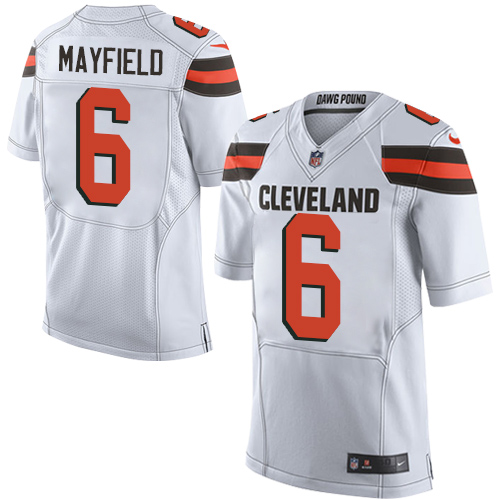 Nike Browns #6 Baker Mayfield White Men's Stitched NFL Elite Jersey